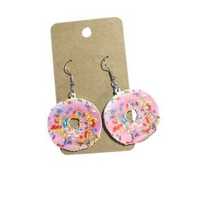 NEW novelty fashion EARRINGS dangle donut sprinkles